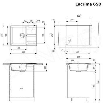 Кухонная мойка Maunfeld Lacrima 650 MFQS-650B / MFQS-650DGR