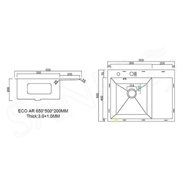 Кухонная мойка Arfeka Eco AR 65 Black PVD Nano L / R