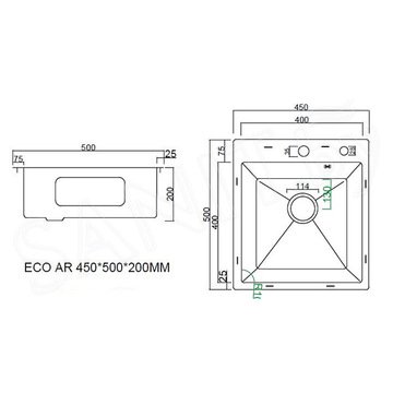 Кухонная мойка Arfeka Eco AR 45 Black со смесителем Isis, коландером и дозатором