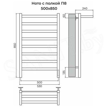 Полотенцесушитель Terminus Ното с полкой П8 электро quick touch