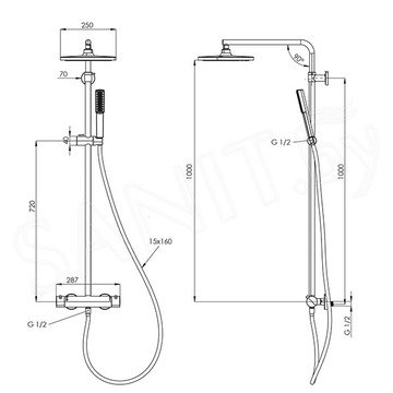 Душевая стойка Teska Devon DK2102C с термостатом