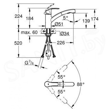 Смеситель для кухонной мойки Grohe Start 30307001 c выдвижным изливом