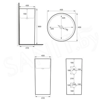 Умывальник SantiLine SL-4014MW напольный