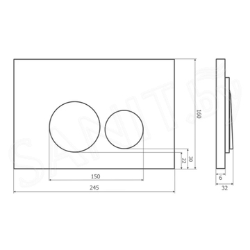 Кнопка для инсталляции Axus 097IG Slim