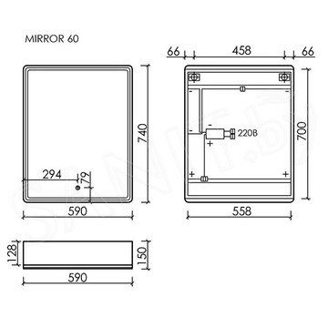 Шкаф-зеркало Sancos Mirror 60 дуб чарльстон