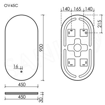 Зеркало Sancos Oval с фоновой подсветкой