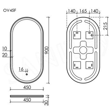 Зеркало Sancos Oval с фронтальной подсветкой