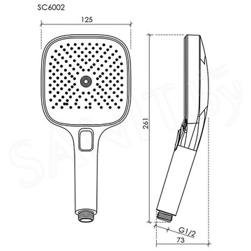 Душевая лейка Sancos Nok square SC6002CH-W