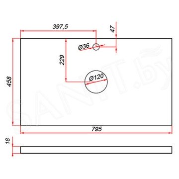 Столешница ЗОВ Дуб гладстоун сепия CDSP18TS795458C2 (2 выреза)