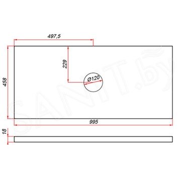 Столешница ЗОВ Аттик CLDSP18A995458C1 (1 вырез)