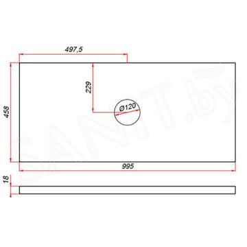 Столешница ЗОВ Антрацит CLDSP18H995458C1 (1 вырез)