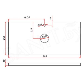 Столешница ЗОВ Антрацит CLDSP18H995458C2 (2 выреза)