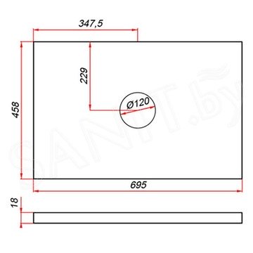 Столешница ЗОВ Белая CLDSP18W695458C1 (1 вырез)