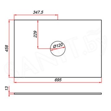 Столешница ЗОВ компакт-плита 13 Белая CKP13W695458C1 (1 вырез)