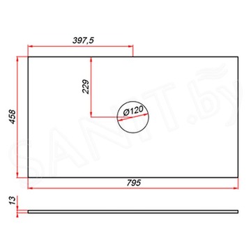 Столешница ЗОВ компакт-плита 13 Белая CKP13W795458C1 (1 вырез)