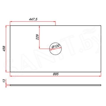 Столешница ЗОВ компакт-плита 13 Белая CKP13W895458C1 (1 вырез)