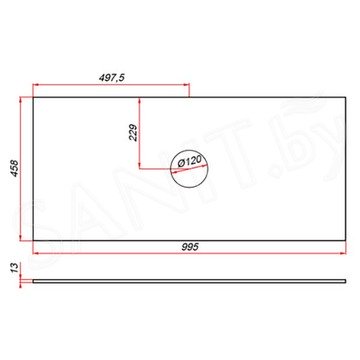 Столешница ЗОВ компакт-плита 13 Белая CKP13W995458C1 (1 вырез)