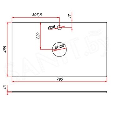 Столешница ЗОВ компакт-плита 13 Белая CKP13W795458C2 (2 выреза)