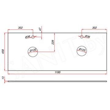 Столешница ЗОВ компакт-плита 13 Белая CKP13W1195458C4 (4 выреза)