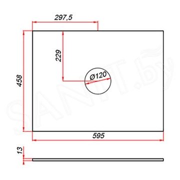 Столешница ЗОВ компакт-плита 13 Галифакс CKP13H595458C1 (1 вырез)