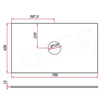 Столешница ЗОВ компакт-плита 13 Галифакс CKP13H795458C1 (1 вырез)