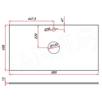 Столешница ЗОВ компакт-плита 13 Галифакс CKP13H895458C2 (2 выреза)