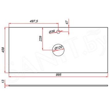 Столешница ЗОВ компакт-плита 13 Галифакс CKP13H995458C2 (2 выреза)