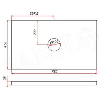 Столешница ЗОВ пластик HPL 38 Туя CHPL38T795458C1 (1 вырез)