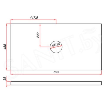 Столешница ЗОВ пластик HPL 38 Туя CHPL38T895458C1 (1 вырез)