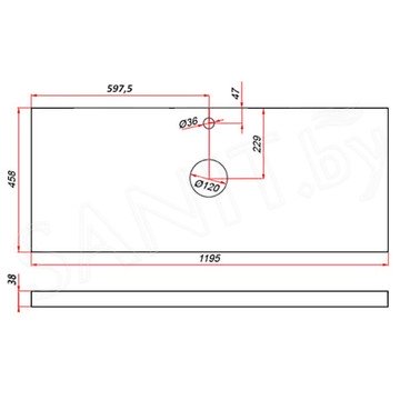 Столешница ЗОВ пластик HPL 38 Туя CHPL38T1195458C2 (2 выреза)