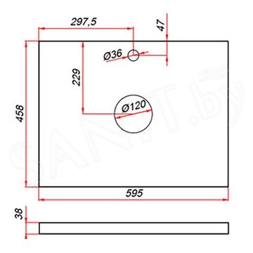 Столешница ЗОВ пластик HPL 38 Туя CHPL38T595458C2 (2 выреза)