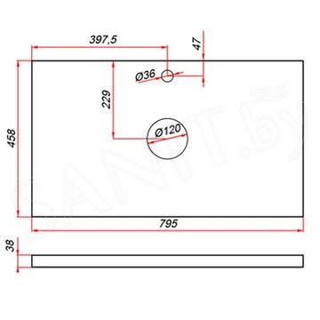 Столешница ЗОВ пластик HPL 38 Туя CHPL38T795458C2 (2 выреза)