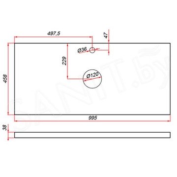 Столешница ЗОВ пластик HPL 38 Туя CHPL38T995458C2 (2 выреза)