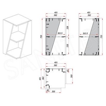 Пенал ЗОВ Кито 40-L / 40-R аттик / белый матовый