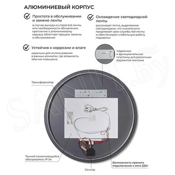 Зеркало Emze Led Antifog с подсветкой и подогревом