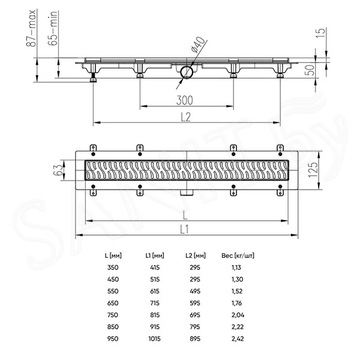 Душевой трап Veconi MCH VGRM Medium 45 / 55 / 65 / 75 / 85 / 95
