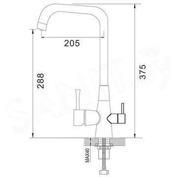 Смеситель для кухонной мойки Shevanik S528T с подключением к фильтру воды
