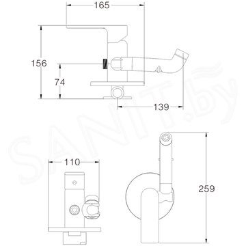 Смеситель встраиваемый Haiba HB55505 с гигиеническим душем