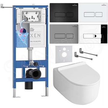 Комплект инсталляции Roxen StounFix Dual Fresh с удлиненными креплениями, аромадозатором, кнопкой смыва Caspia 410280 и унитазом Asten Readle Stella Tornado AR1065