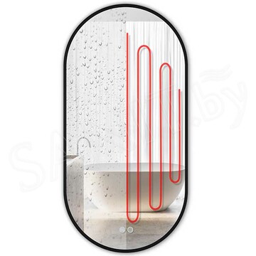 Зеркало Emze UV Led овальное черное с подсветкой и подогревом