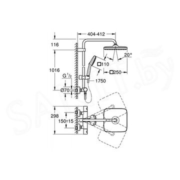 Душевая стойка Grohe Tempesta System 250 Cube 26689001 с термостатом