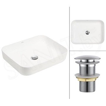 Комплект 2 в 1 умывальник Roxen Pure 110050-CH с донным клапаном