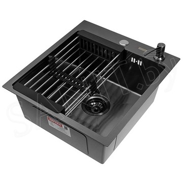Кухонная мойка Arfeka AF 45 Black с коландером и дозатором