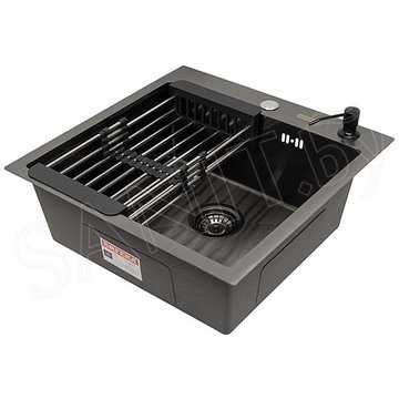 Кухонная мойка Arfeka AF 55 Black с коландером и дозатором
