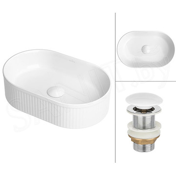 Комплект 2 в 1 умывальник Roxen Royal Oval 110170-W с донным клапаном