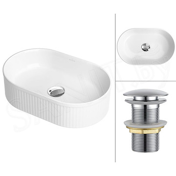 Комплект 2 в 1 умывальник Roxen Royal Oval 110170-CH с донным клапаном