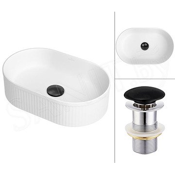 Комплект 2 в 1 умывальник Roxen Royal Oval M 110170M-B с донным клапаном