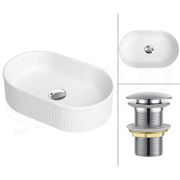 Комплект 2 в 1 умывальник Roxen Royal Oval M 110170M-CH с донным клапаном