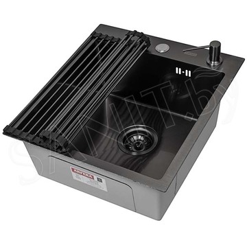 Кухонная мойка Arfeka Eco AR 45 Black / Black Decor / Black Decor Millet Grains роллер-мат и дозатор