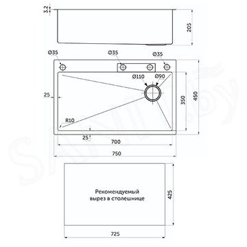 Кухонная мойка AKS 106651 со смесителем, ринзером, дозатором, двумя коландерами и разделочной доской